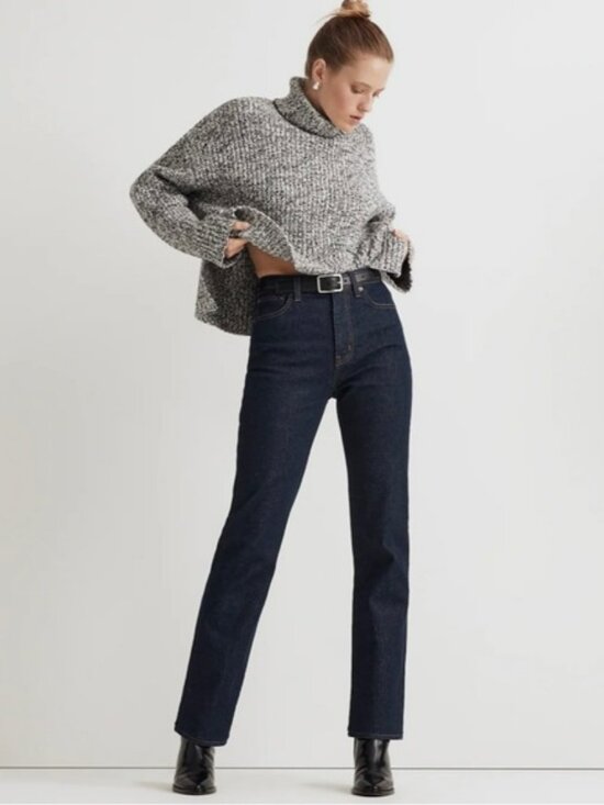 Madewell Denim - Madewell 90's Slim Straight High Rise Jeans Dark Wash Norman Comfort Stretch 27